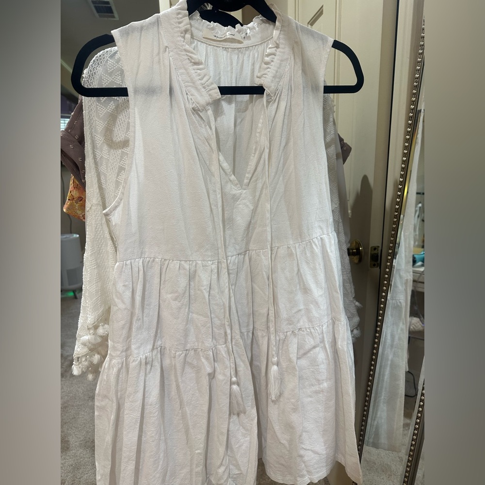 Womens white tiered dress - Mustard Seed